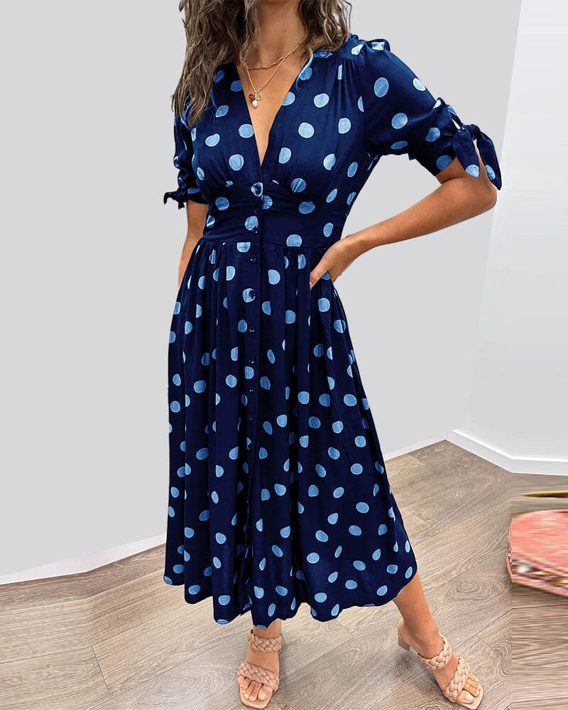Bellamy - Polka Dots V-Neck Dress