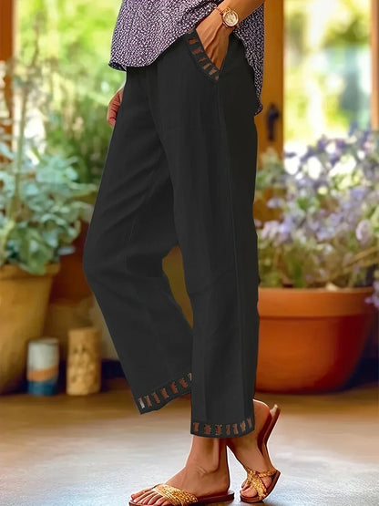 Tracey Contrast Trim Cropped Pants