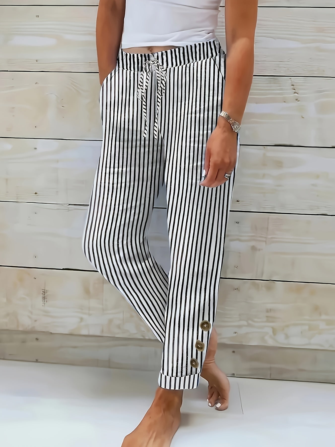 Raquelle - Casual Striped Pants