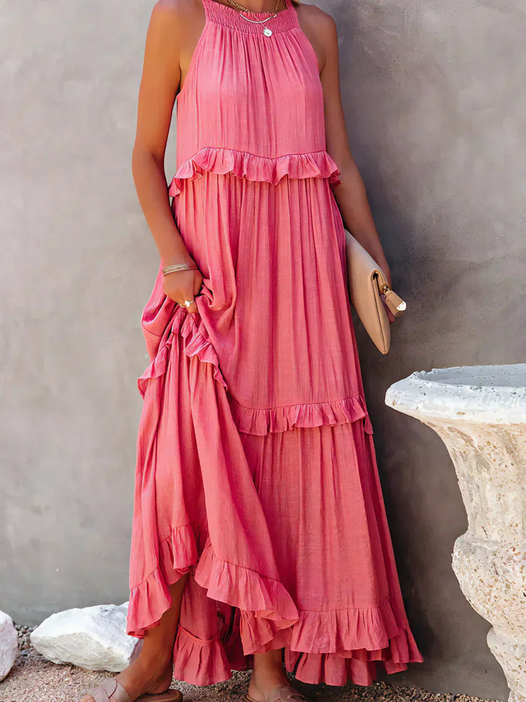 Robyn - Halter Ruffle Maxi Dress
