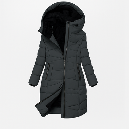 Florentina Long Quilted Hooded Coat