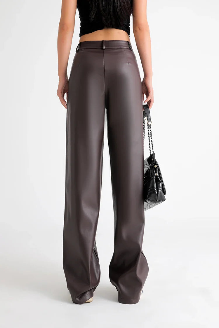 Herringbone Fleece Leather Pants