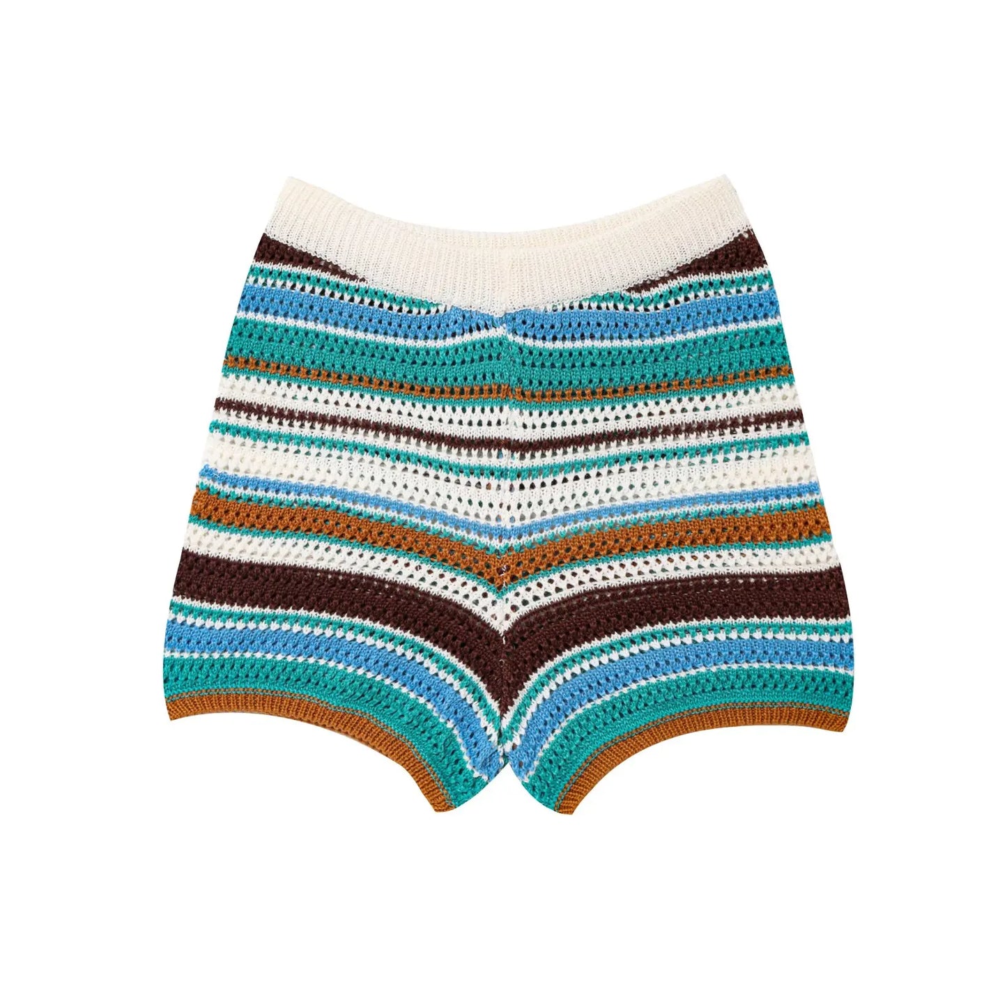 Marbella™️ POLO collar short knitted sweater striped shorts set