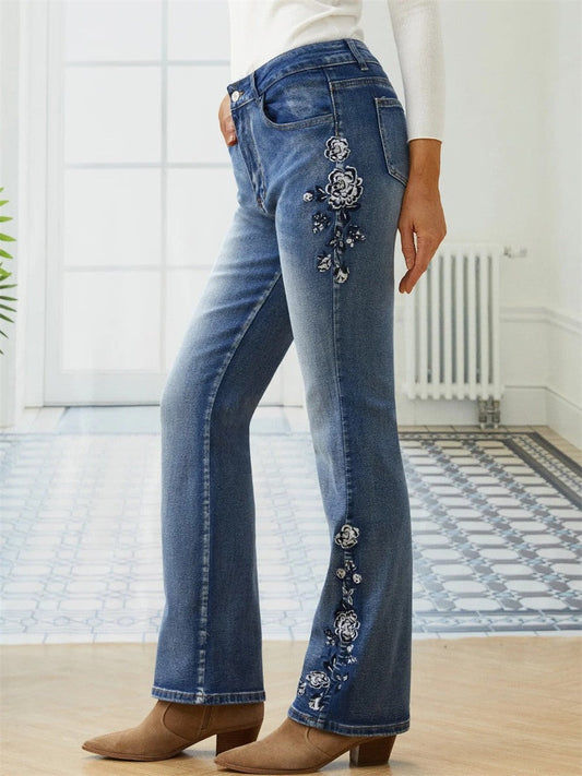 Zyrain - Floral Accent Jeans