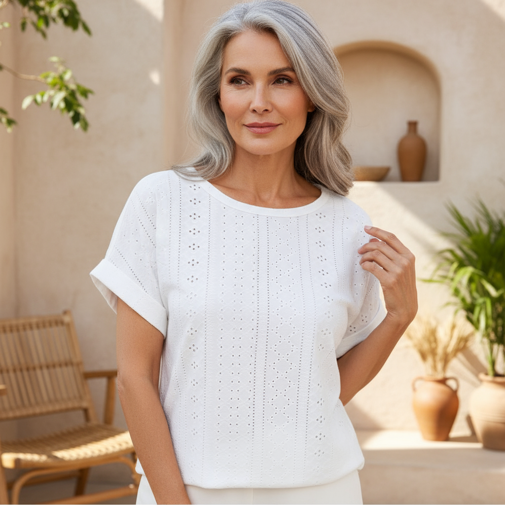 Orlena - Casual Eyelet Top