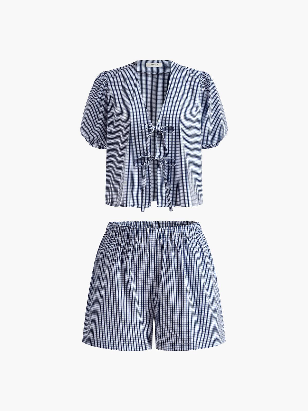 NoirBlanc Sydney™ | Checked Lace Up Shorts Set