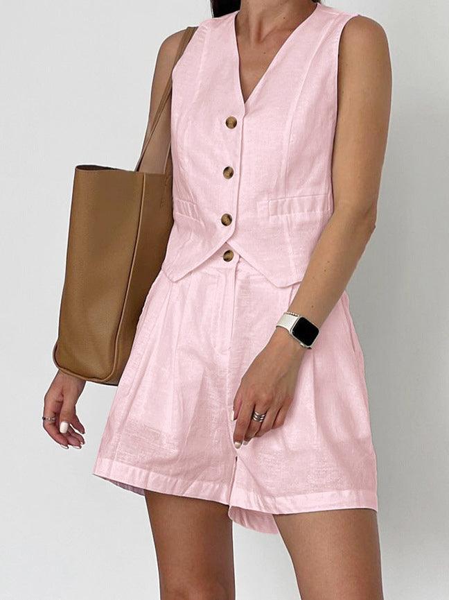 NoirBlanc Sydney™ | Cotton & Linen Casual Tailored Shorts Set