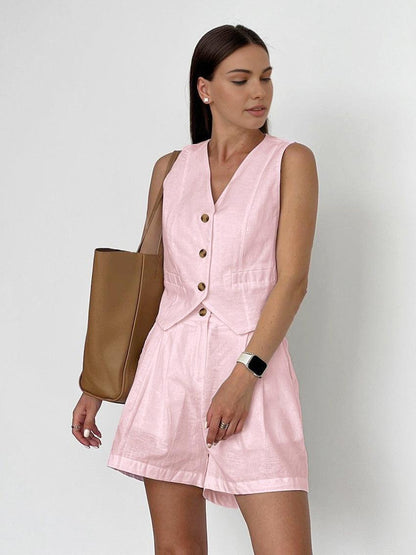 NoirBlanc Sydney™ | Cotton & Linen Casual Tailored Shorts Set