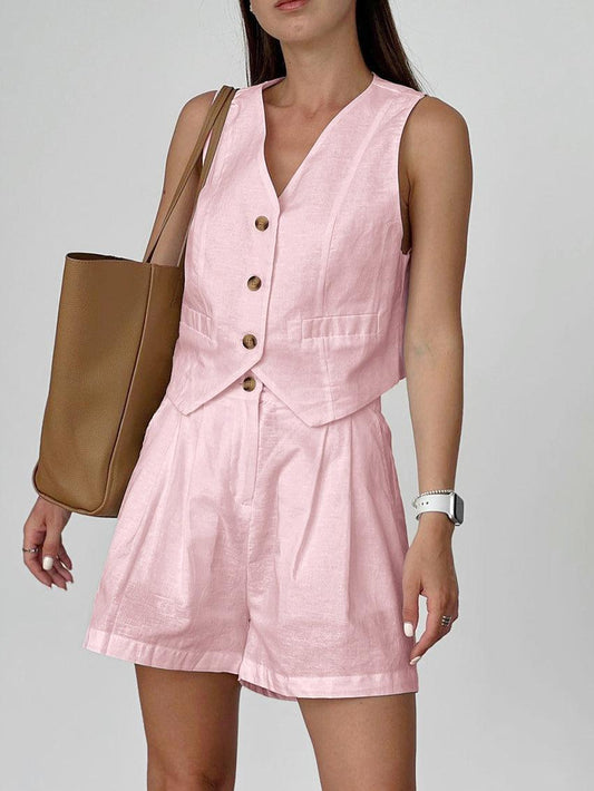 NoirBlanc Sydney™ | Cotton & Linen Casual Tailored Shorts Set