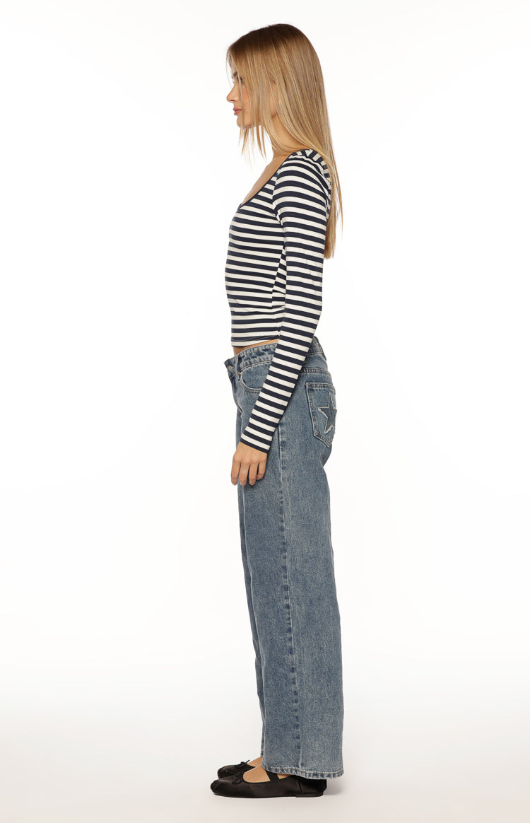 Ronney Navy Stripe Long Sleeve Top